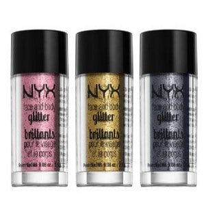 NYX Face & Body Glitter for a shimmering, bold, and eye-catching makeup look